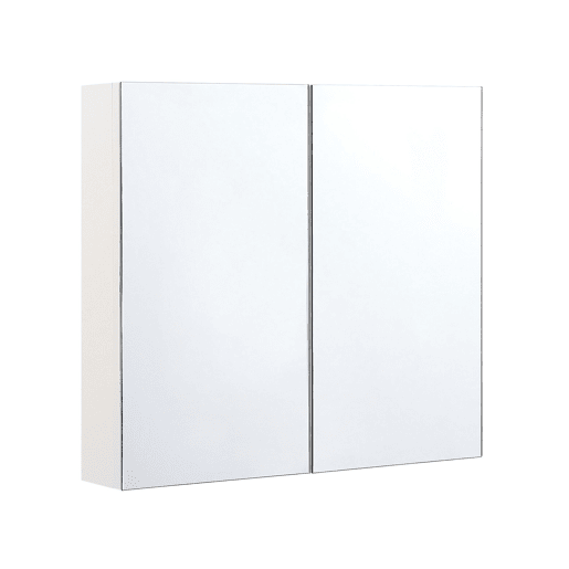 Móvel de casa de banho suspenso com espelho NAVARRA 80 cm 70 cm Branco