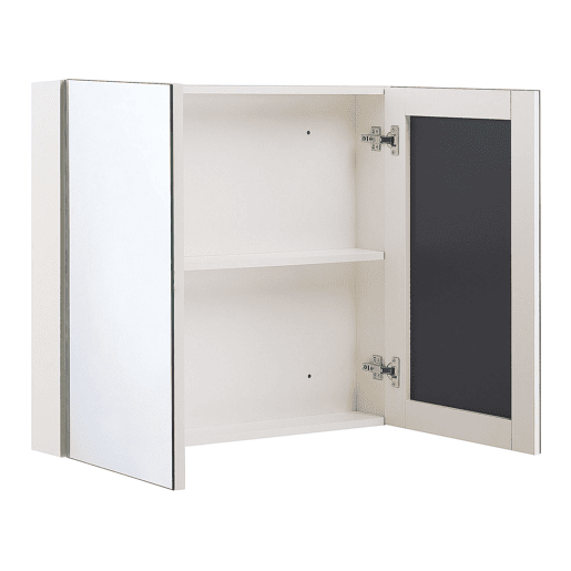 Móvel de casa de banho suspenso com espelho NAVARRA 80 cm 70 cm Branco
