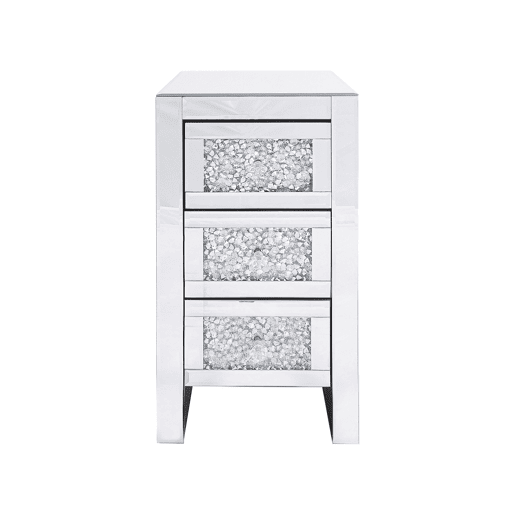 Mesa de cabeceira com 3 gavetas LORAY Vidro Prateado