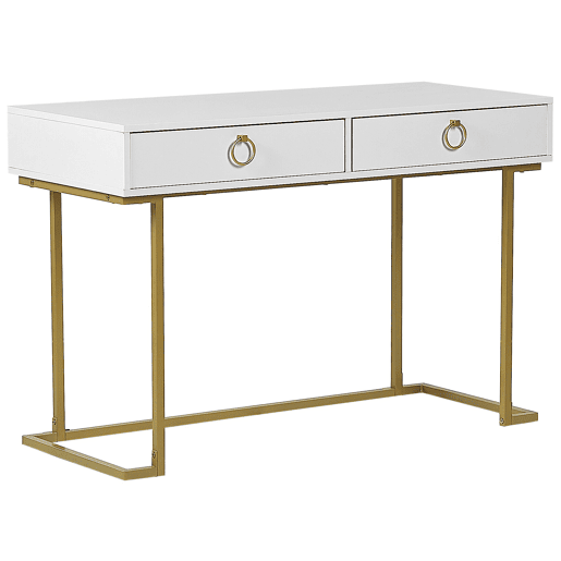 Consola Secretária WESTPORT BrancoDourado 115 cm 50 cm com arrumação