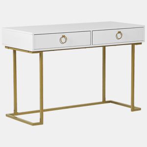 Consola Secretária WESTPORT BrancoDourado 115 cm 50 cm com arrumação