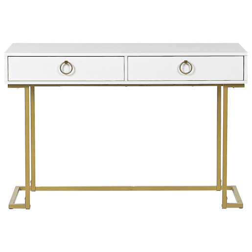 Consola Secretária WESTPORT BrancoDourado 115 cm 50 cm com arrumação