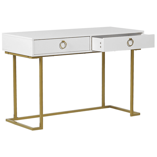 Consola Secretária WESTPORT BrancoDourado 115 cm 50 cm com arrumação