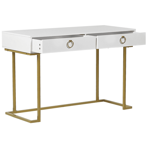 Consola Secretária WESTPORT BrancoDourado 115 cm 50 cm com arrumação