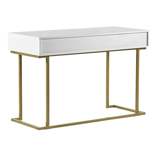 Consola Secretária WESTPORT BrancoDourado 115 cm 50 cm com arrumação