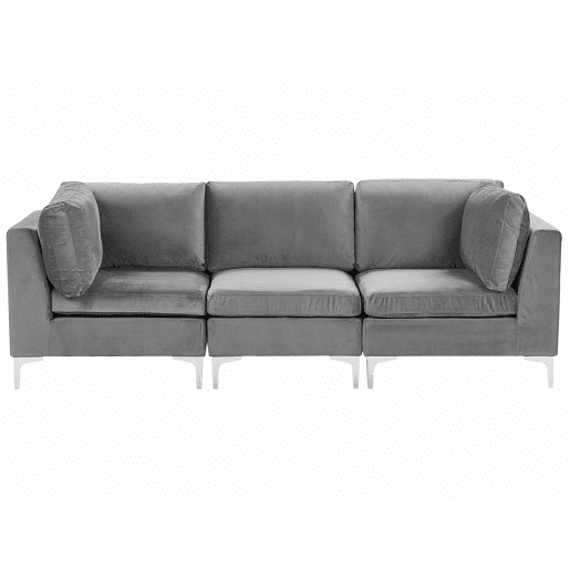 Sofá modular EVJA Veludo Cinzento 3 lugares