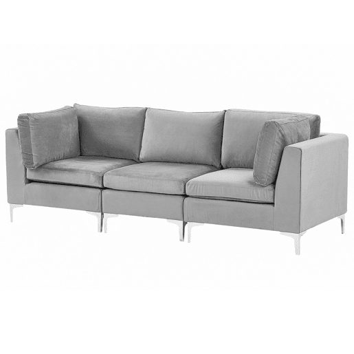Sofá modular EVJA Veludo Cinzento 3 lugares