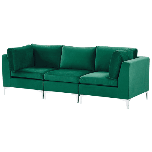 Sofá modular EVJA Veludo Verde 3 lugares
