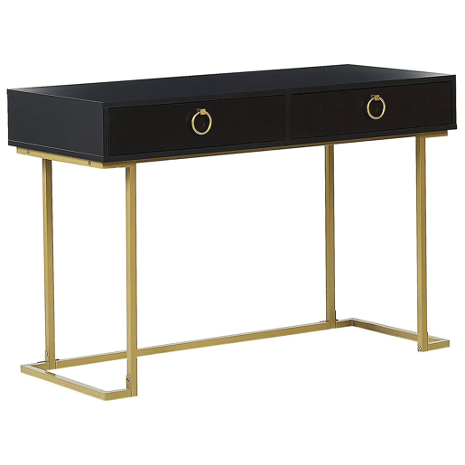 Consola Secretária WESTPORT PretoDourado 115 cm 50 cm com arrumação