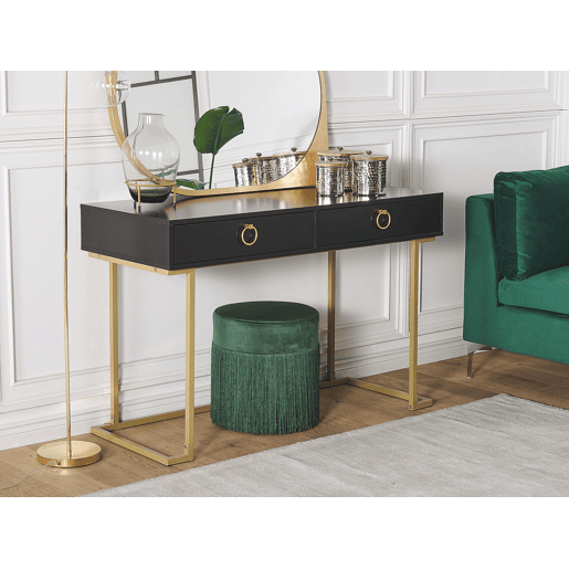 Consola Secretária WESTPORT PretoDourado 115 cm 50 cm com arrumação