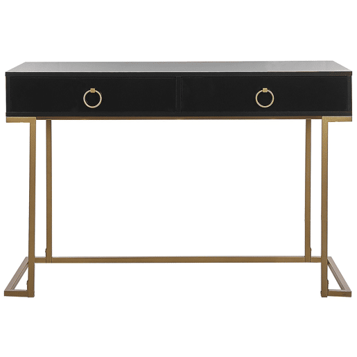 Consola Secretária WESTPORT PretoDourado 115 cm 50 cm com arrumação