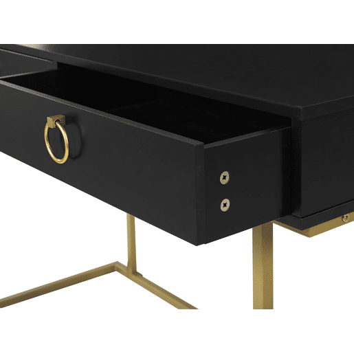 Consola Secretária WESTPORT PretoDourado 115 cm 50 cm com arrumação