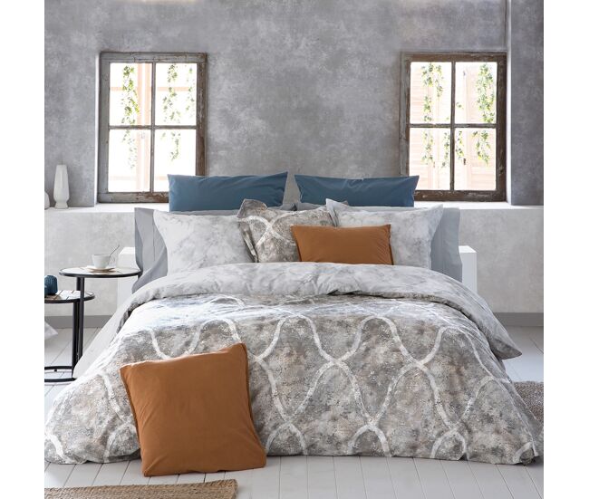 Funda nórdica reversible 100% algodón percal lansa 140x200 cm gris