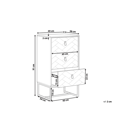 Cómoda 3 gavetas NUEVA Castanho escuroBranco