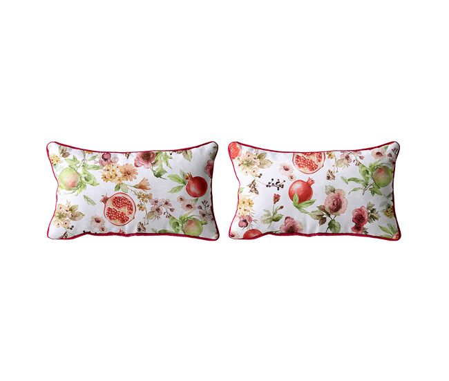 Set de 2 fundas de cojin decorativo 100% algodónmingrana 30x50 cm rojo