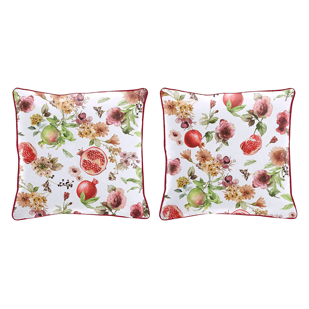Set de 2 fundas de cojin decorativo 100% algodónmingrana 50x50 cm rojo
