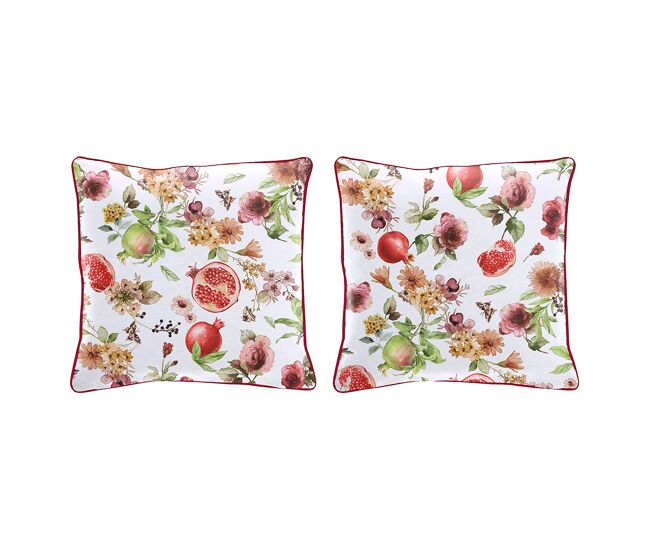 Set de 2 fundas de cojin decorativo 100% algodónmingrana 50x50 cm rojo