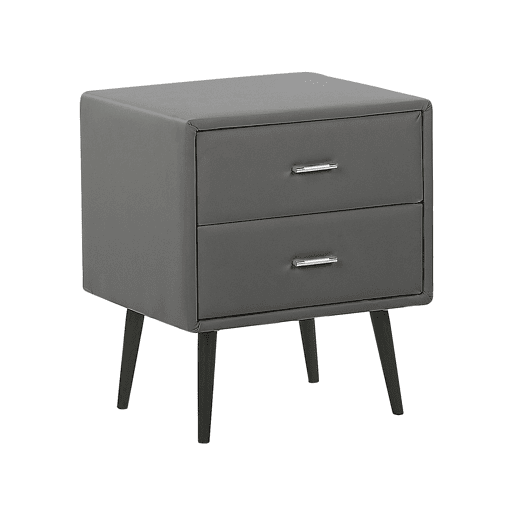 Mesa de cabeceira com 2 gavetas ESSONNE Pele sintética Cinzento