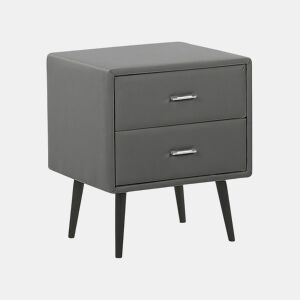 Mesa de cabeceira com 2 gavetas ESSONNE Pele sintética Cinzento