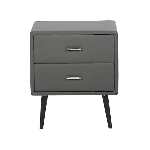 Mesa de cabeceira com 2 gavetas ESSONNE Pele sintética Cinzento