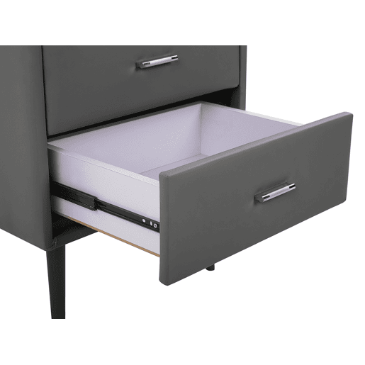 Mesa de cabeceira com 2 gavetas ESSONNE Pele sintética Cinzento