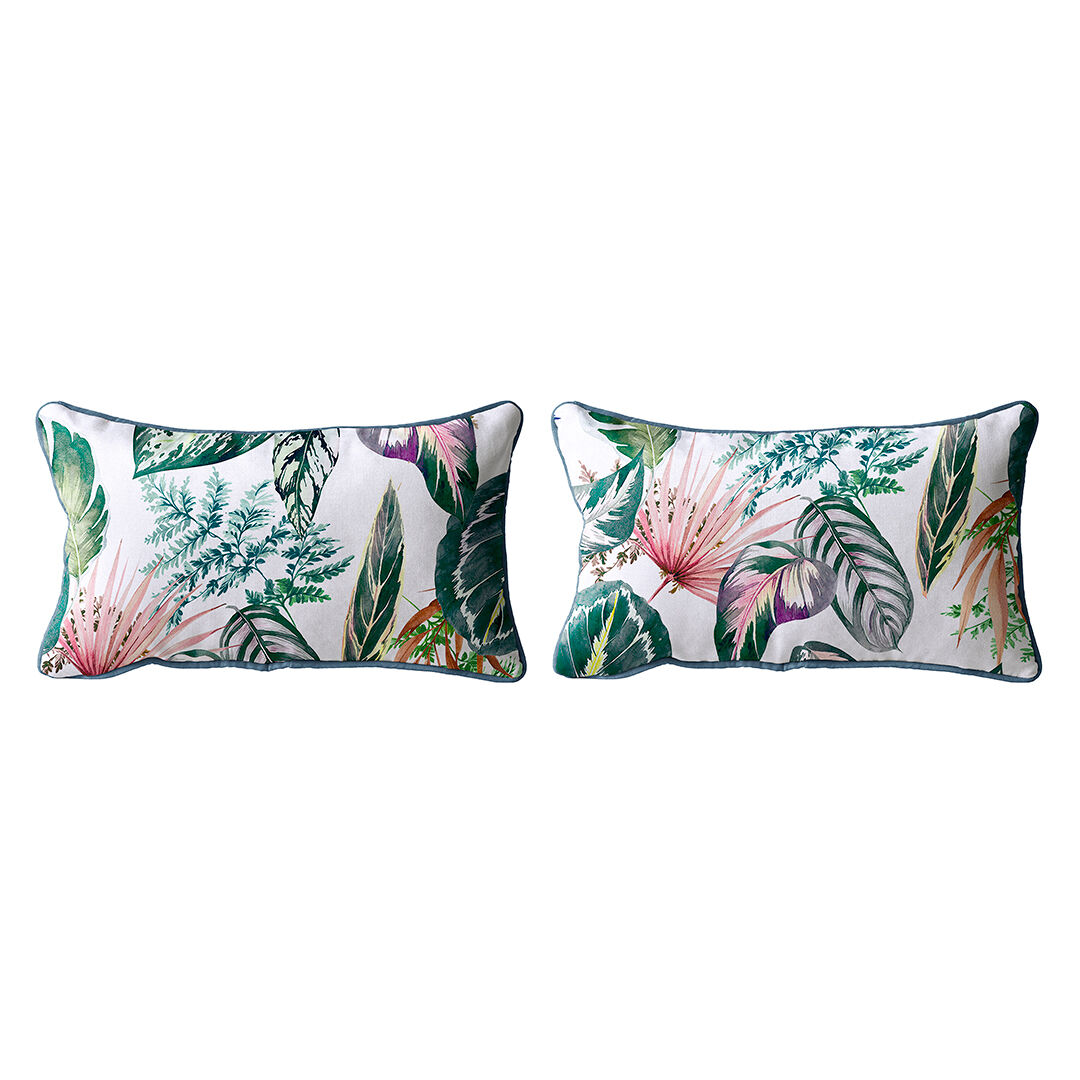 Set de 2 fundas de cojín decorativo 100% algodón TROPALM