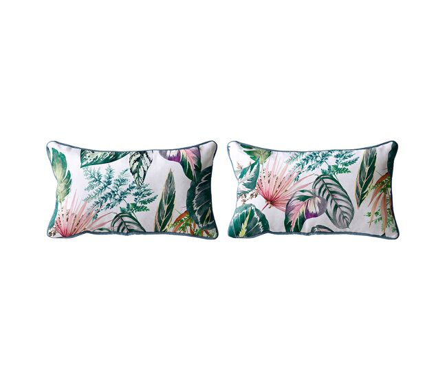 Set de 2 fundas de cojin decorativo 100% algodóntropalm 30x50 cm verde