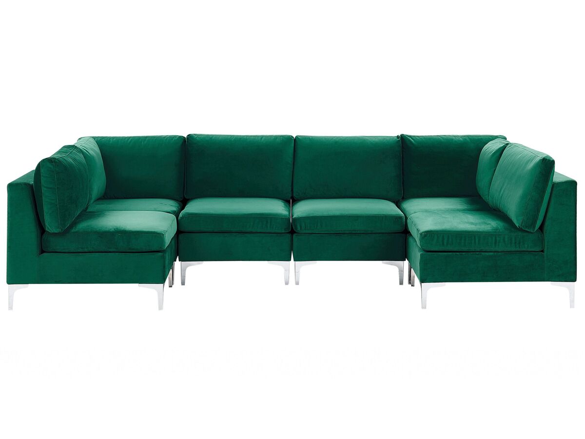 Sofá en forma de U de terciopelo EVJA Verde
