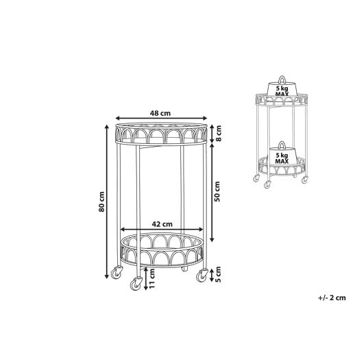 Carrinho de cozinha SHAFTER Metal Mármore branco