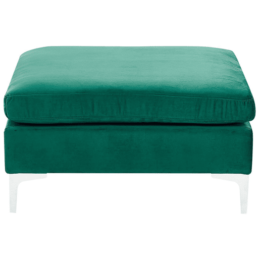 Sofá de canto modular EVJA Veludo Verde com repousa-pés 4 lugares à direita