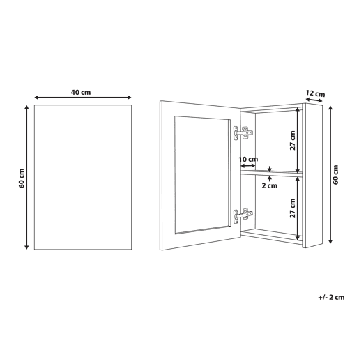 Móvel de casa de banho suspenso com espelho PRIMAVERA 40 cm 60 cm Branco