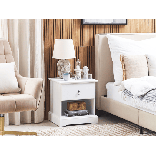 Mesa de cabeceira com gaveta GILBERT Branco Mesa de cabeceira com gaveta GILBERT Branco