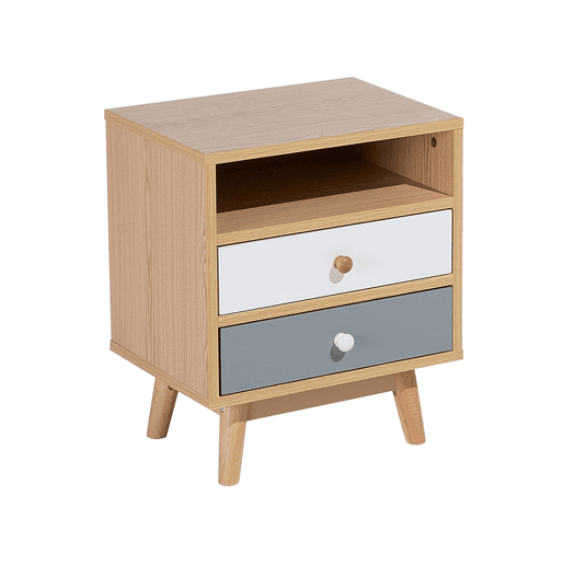 Mesa de cabeceira com 2 gavetas FARGO Castanho claro