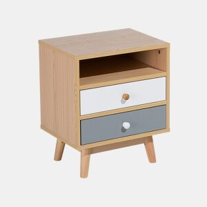 Mesa de cabeceira com 2 gavetas FARGO Castanho claro