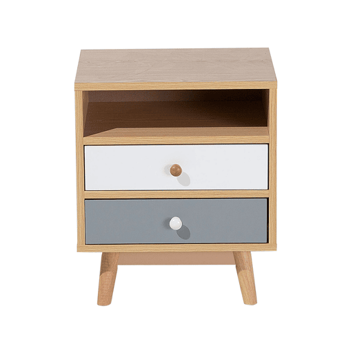 Mesa de cabeceira com 2 gavetas FARGO Castanho claro