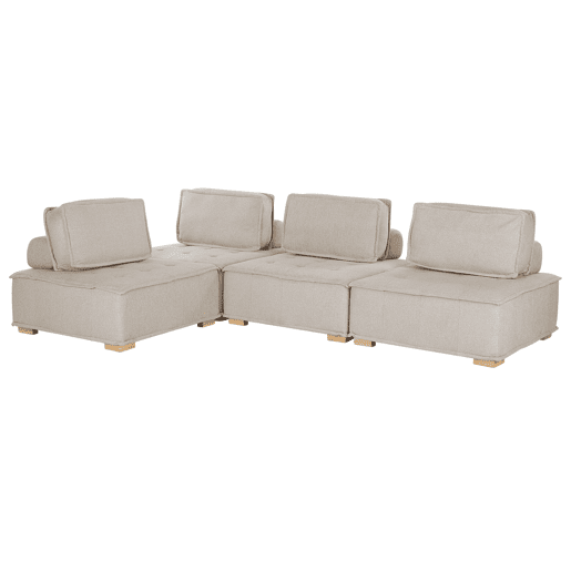 Sofá de canto modular TIBRO Tecido Creme claro 4 lugares à direita