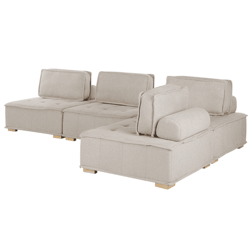 Sofá de canto modular TIBRO Tecido Creme claro 4 lugares à direita