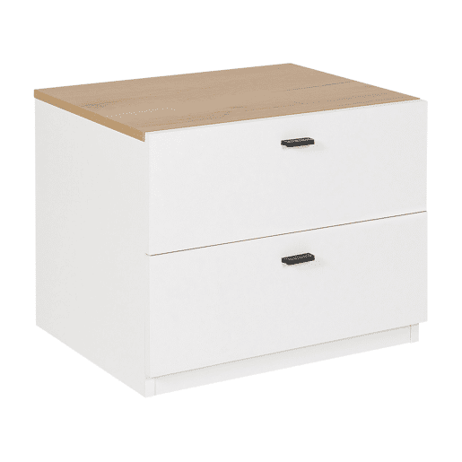 Mesa de cabeceira com 2 gavetas EDISON Branco