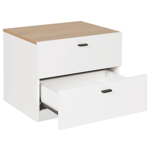Mesa de cabeceira com 2 gavetas EDISON Branco