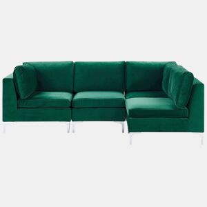 Sofá de canto modular EVJA Veludo Verde 4 lugares à esquerda