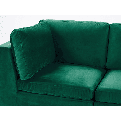 Sofá de canto modular EVJA Veludo Verde 4 lugares à esquerda Sofá de canto modular EVJA Veludo Verde 4 lugares à esquerda