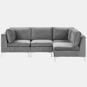Sofá de canto modular EVJA Veludo Cinzento 4 lugares à esquerda