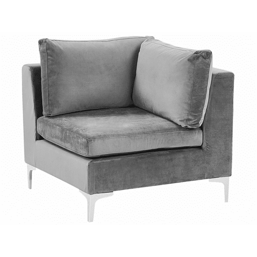 Sofá de canto modular EVJA Veludo Cinzento 4 lugares à esquerda