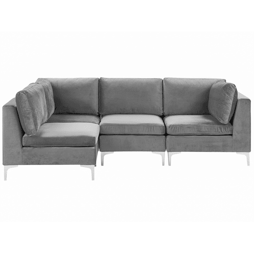 Sofá de canto modular EVJA Veludo Cinzento 4 lugares à direita