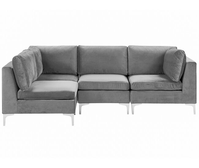 Sofá esquinero modular EVJA Terciopelo Gris 4 plazas Derecha