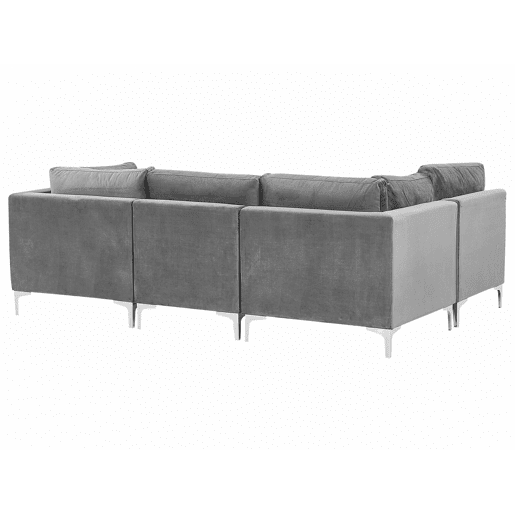 Sofá de canto modular EVJA Veludo Cinzento 4 lugares à direita
