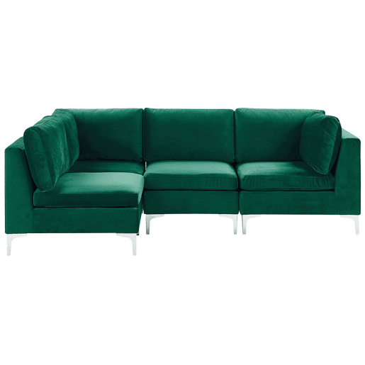 Sofá de canto modular EVJA Veludo Verde 4 lugares à direita