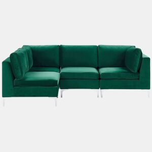 Sofá de canto modular EVJA Veludo Verde 4 lugares à direita