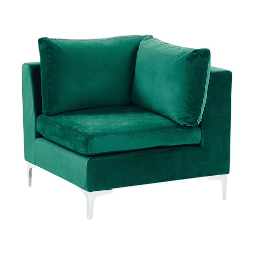 Sofá de canto modular EVJA Veludo Verde 4 lugares à direita