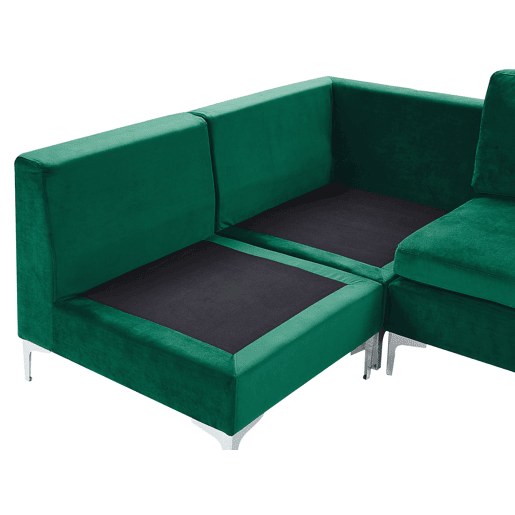 Sofá de canto modular EVJA Veludo Verde 4 lugares à direita